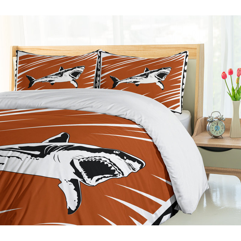 Shark Modern & Contemporary Polyester Duvet Cover, Twin