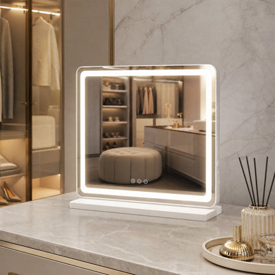 Miroir de salle de bain 19 po x 22 po avec 3 modes de couleur, lumières DEL à intensité variable et commande à écran tactile