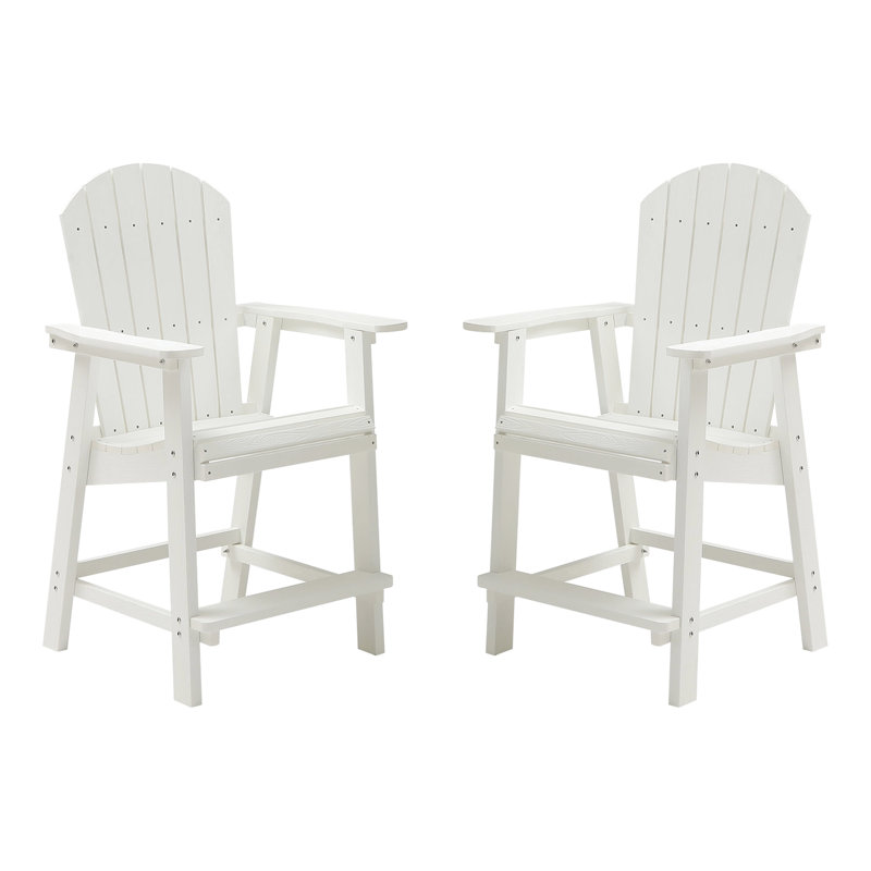 Chaise de bar avec accoudoirs Hips de 2 pièces, adaptée à la pelouse, à la cour arrière - chaise blanche avec en blanc, facile à nettoyer et à assembler