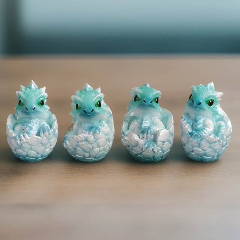 4-PC Set 3.5"H Dragon in Egg Figurine