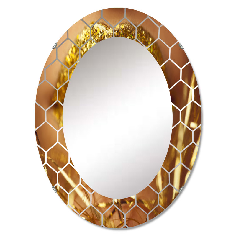 Golden Woman Lips - Miroir mural moderne, 36 po x 24 po