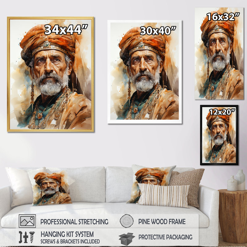 Chef Akbar le Grand II - reproduction, Cadre photo noir, H 20 po x l 12 po x P 1 po