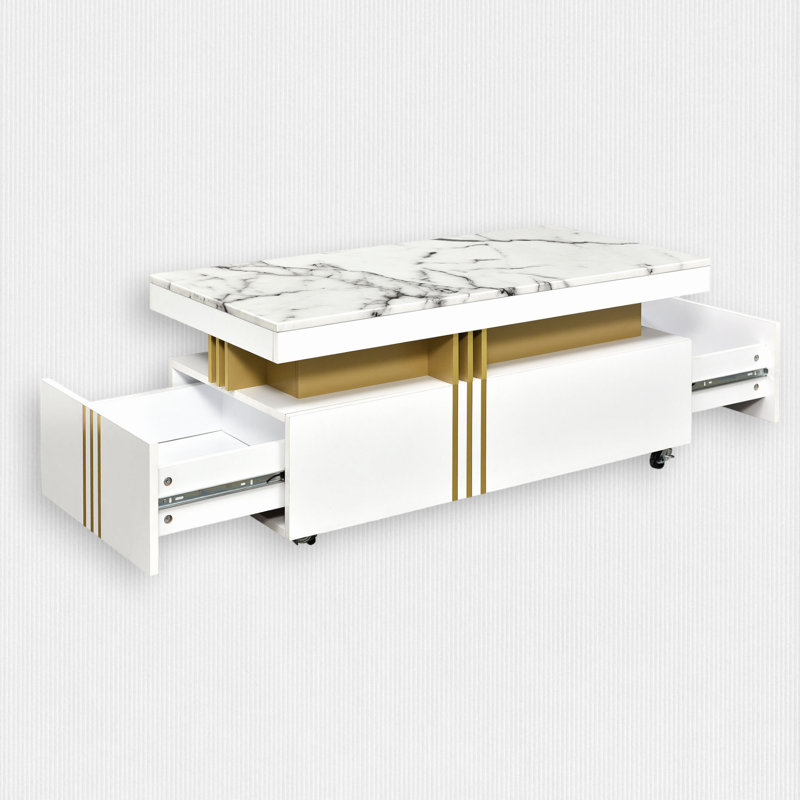 Maryjoan Coffee Table, White/Gold