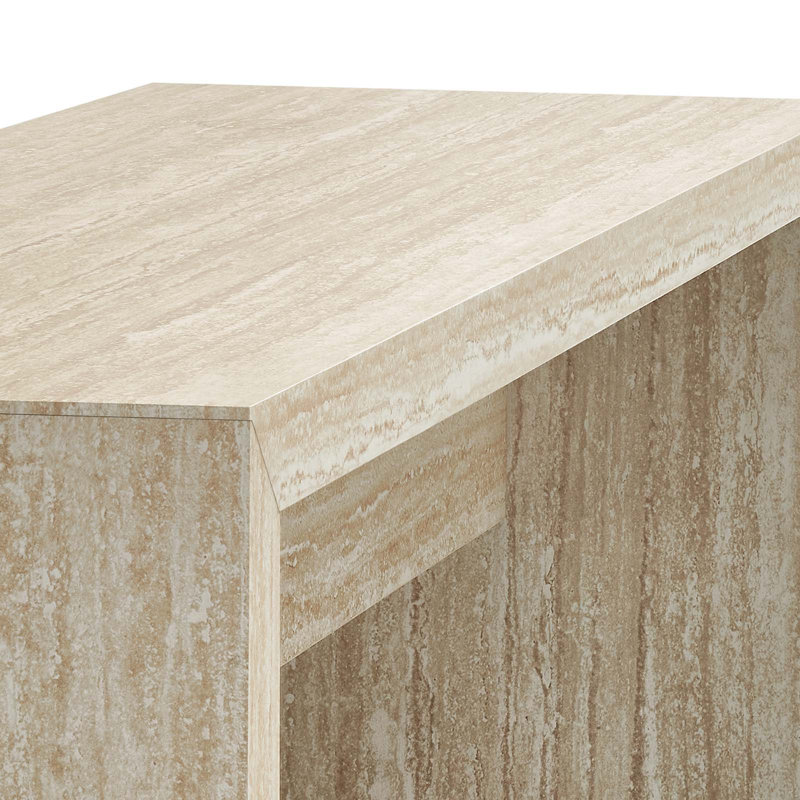 Mirella 53.5” Faux Travertine Bench In Travertine, 18.5" H x 53.5" W x 17" D