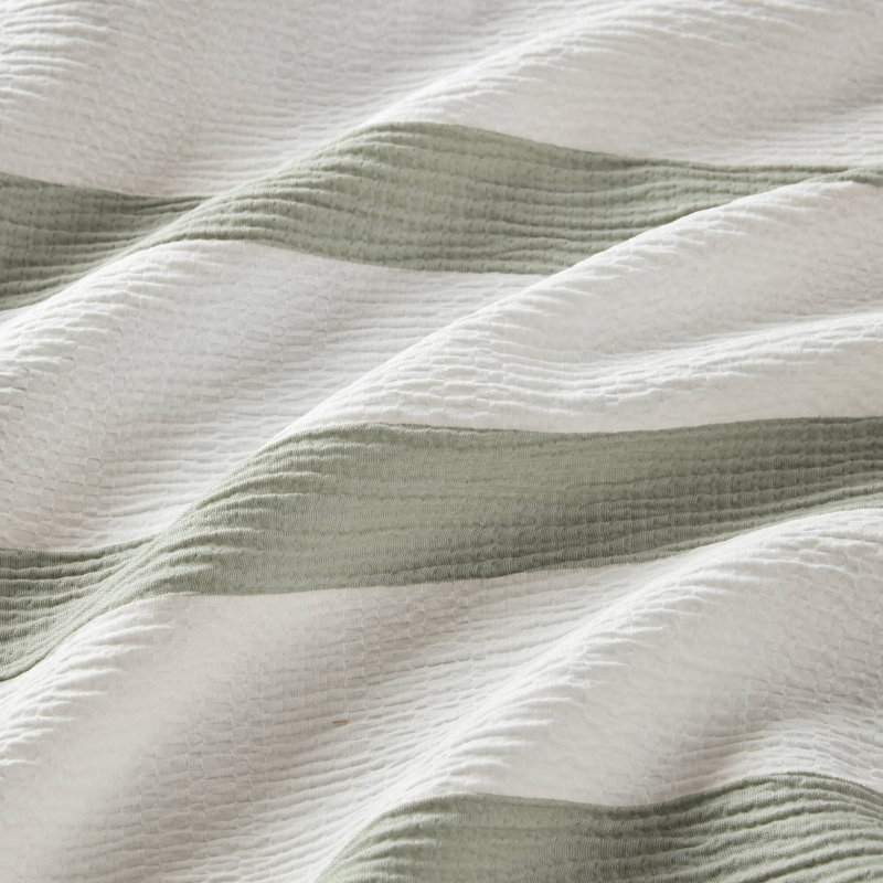 3-Piece Striped Comforter Set, Soft And Durable For All-Season Use, Modern Minimalist Design, Sage Green