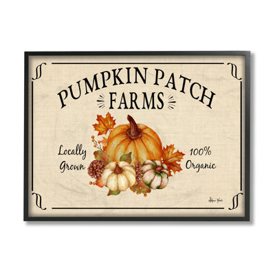 " Traditional Pumpkin Patch Farm Sign Tan Orange " by Sheri Hart
