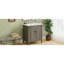 Meuble-lavabo gris antique de 31 po avec lavabo en céramique, rangement réglable et pieds en bois massif à fermeture en douceur, rainures cylindriques