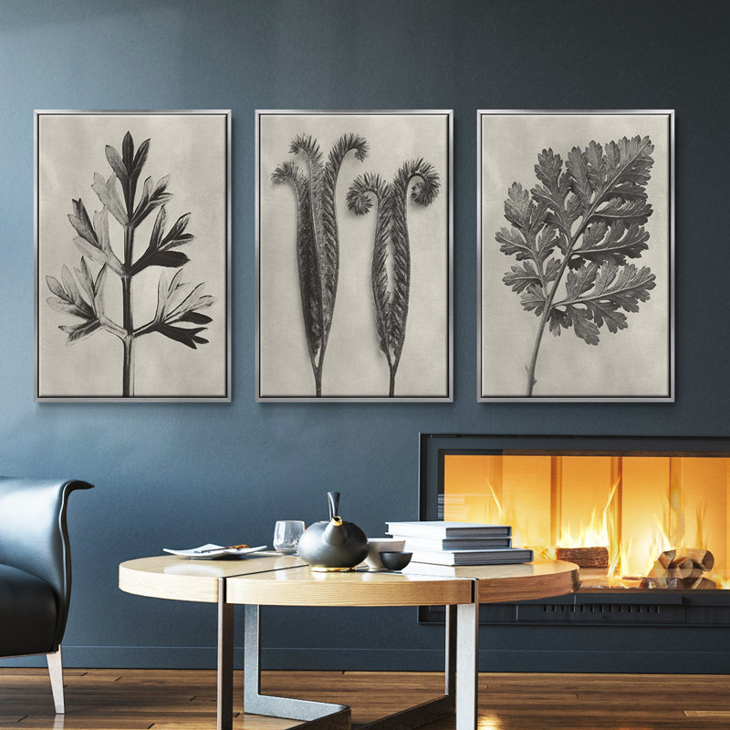 Ensemble de 3 toiles tendues Blossfeldt, Argent, H 27 po x l 54 po