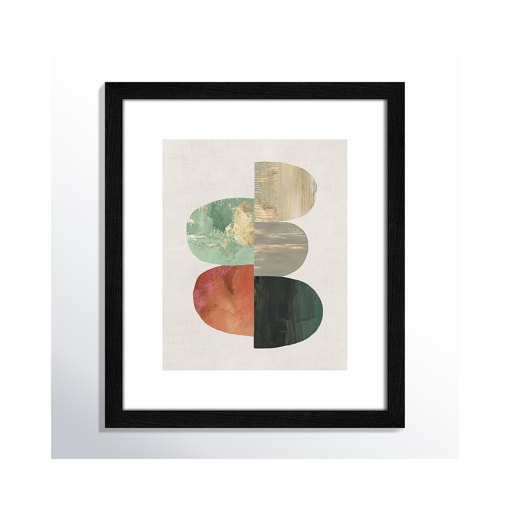 Evolving Energy I - Painting Print, Picture Framed Paper, 15" H x 13" W, Black Wood