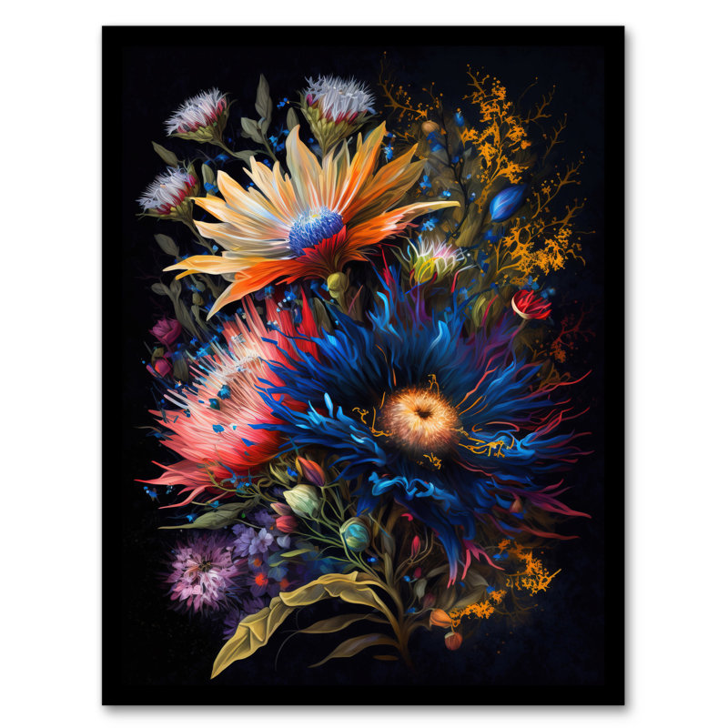Tropical Flower Bouquet Vibrant Floral Colourful Elegant - Single Picture Frame Print