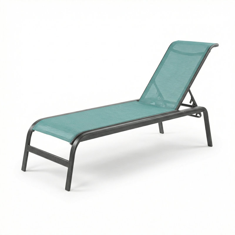 Chaise, Dupione Aquamarine Sling/Anthracite