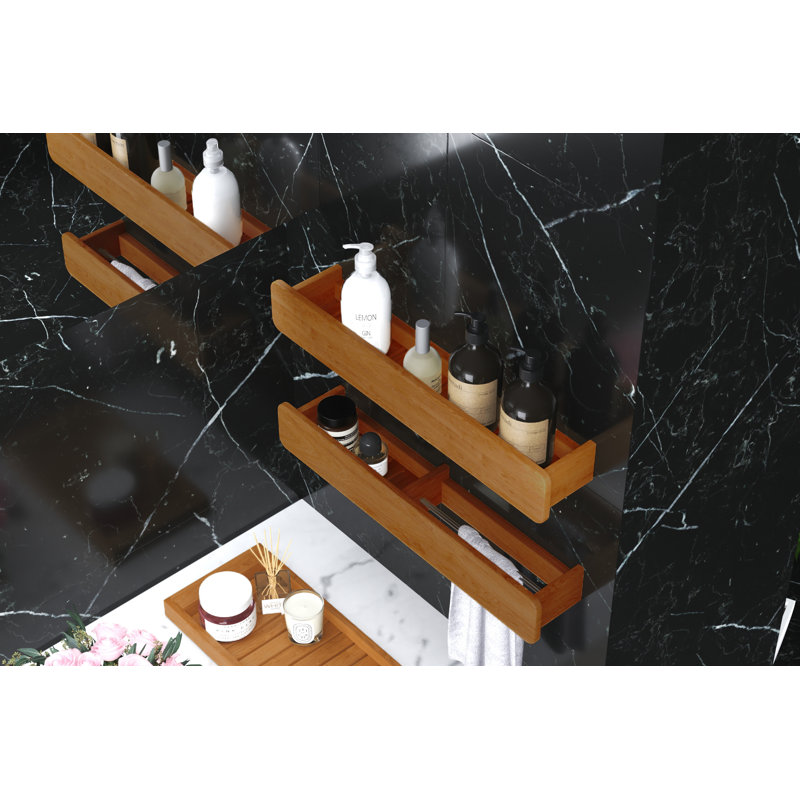 Stradbroke 2 Piece Teak Solid Wood Floating Shelf