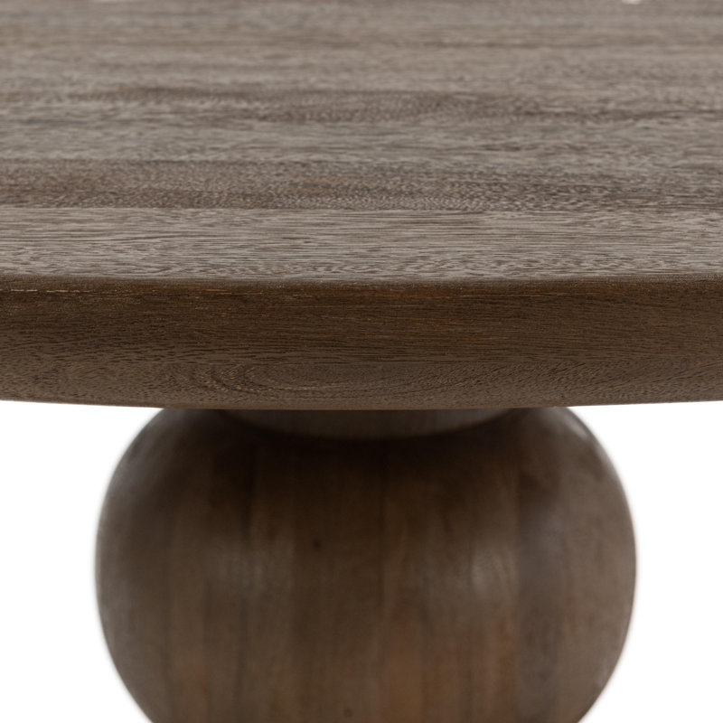 Hera Round Solid Wood Dining Table, Pecan Brown