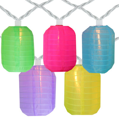 10-Count Pink and Green Mini Christmas Light Set 7.5 ft White Wire