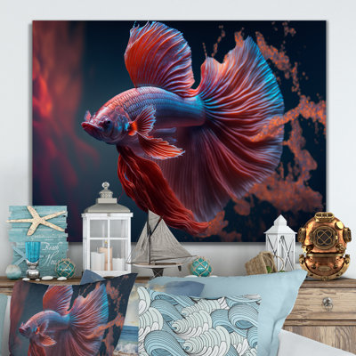 «Sligo Magnifique Bettafish» dans des tons de bleu et de mauve II - reproduction sur toile
