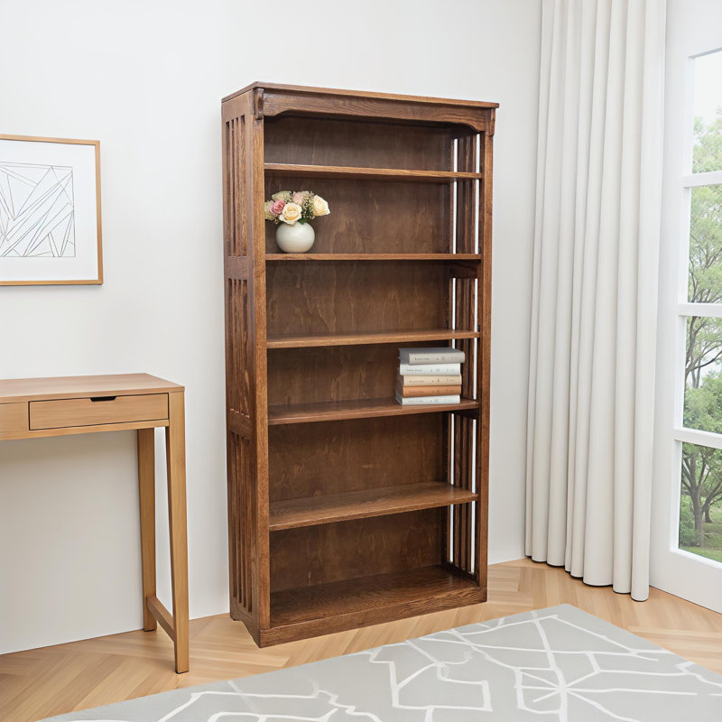 Bibliothèque standard en bois de chêne massif avec tablettes réglables, (6 tablettes) H 72 po x l 36 po x P 13 po