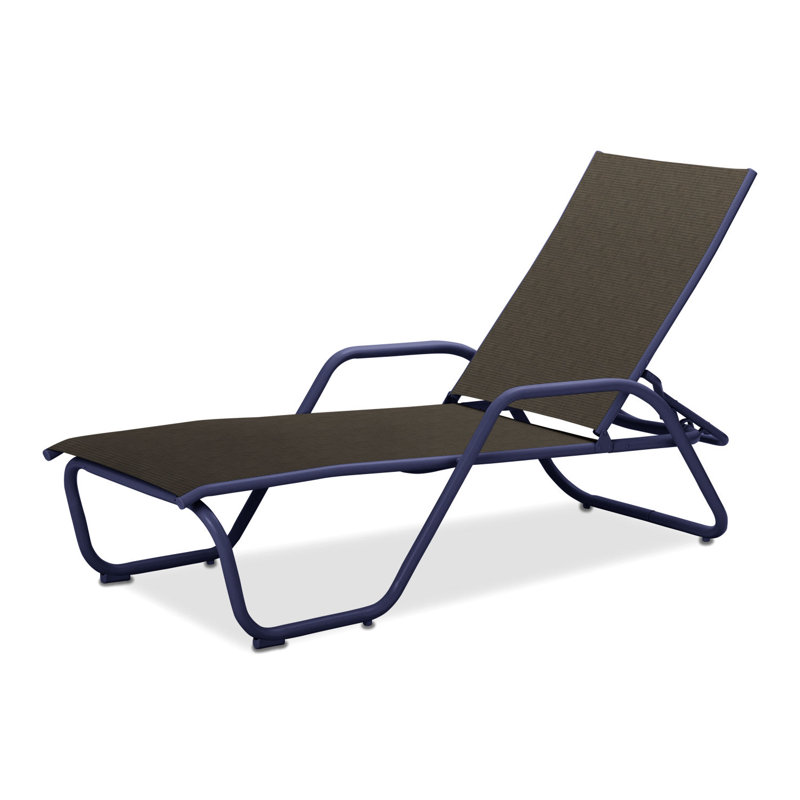 Outdoor Rust-Resistant Metal Chaise Lounge, Beacon Taupe Sunbrella®, Textured Desert