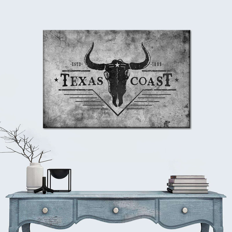 Texas Coast Typographie, reproduction sur toile, H 26 po x l 39 po x P 1,25 po