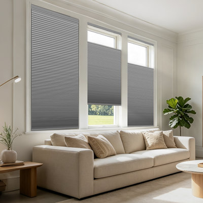 Top Down Bottom Up (TDBU) Cordless Cellular Shades – Blackout, Thermal Insulation, Noise Reduction, Honeycomb Blinds for Indoor Windows Custom,Blackout Light Gray