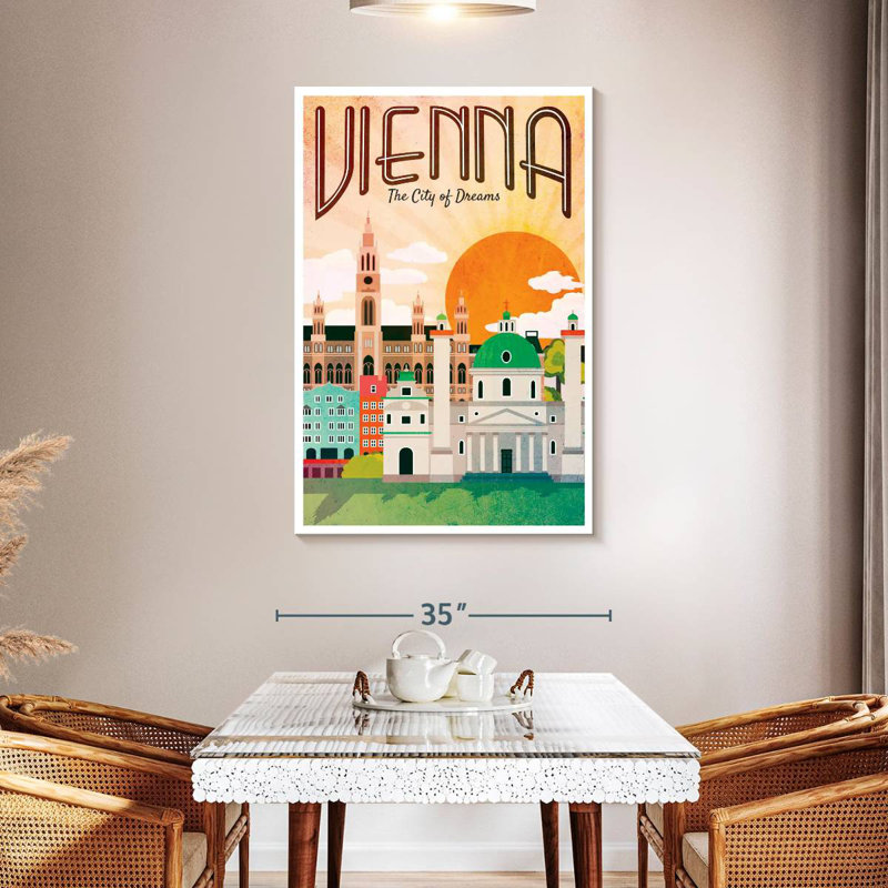 Affiche rétro de Vienne, H 48 po x l 32 po