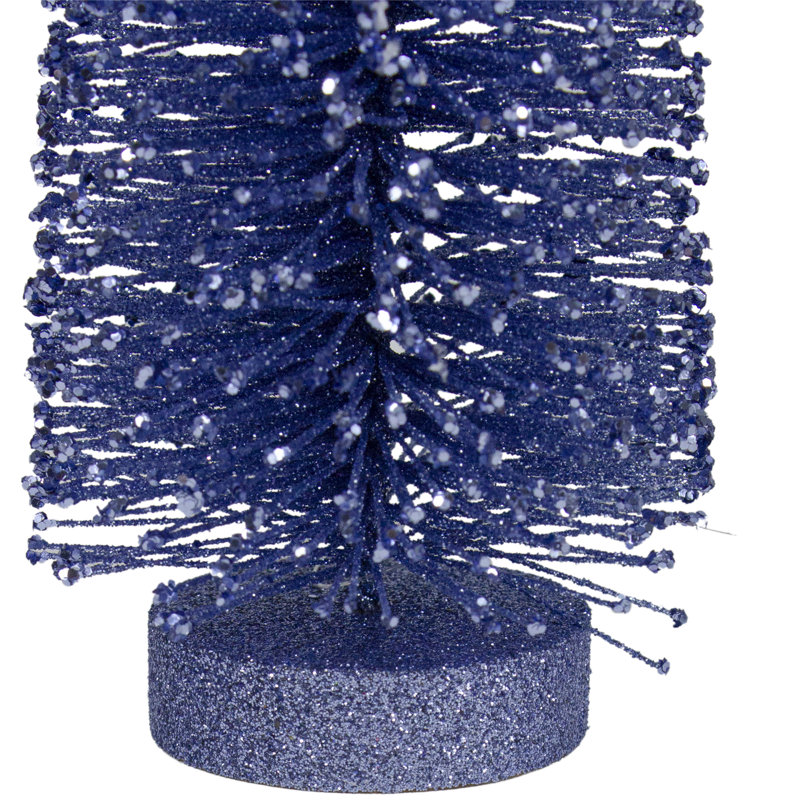 Arbre de Noël bleu à paillettes bleu sisal, H 3,5 po x l 14 po x P 3,5 po