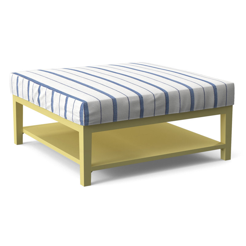 Repose-pieds Hammond avec rangement, Rayures bleu cobalt 0204-64, Finition noir antique