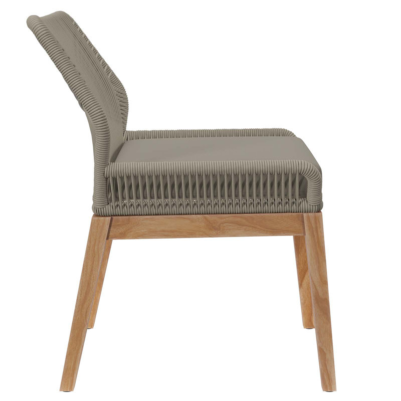 Wellspring Gray Teak Wood Dining Chair with Cushions