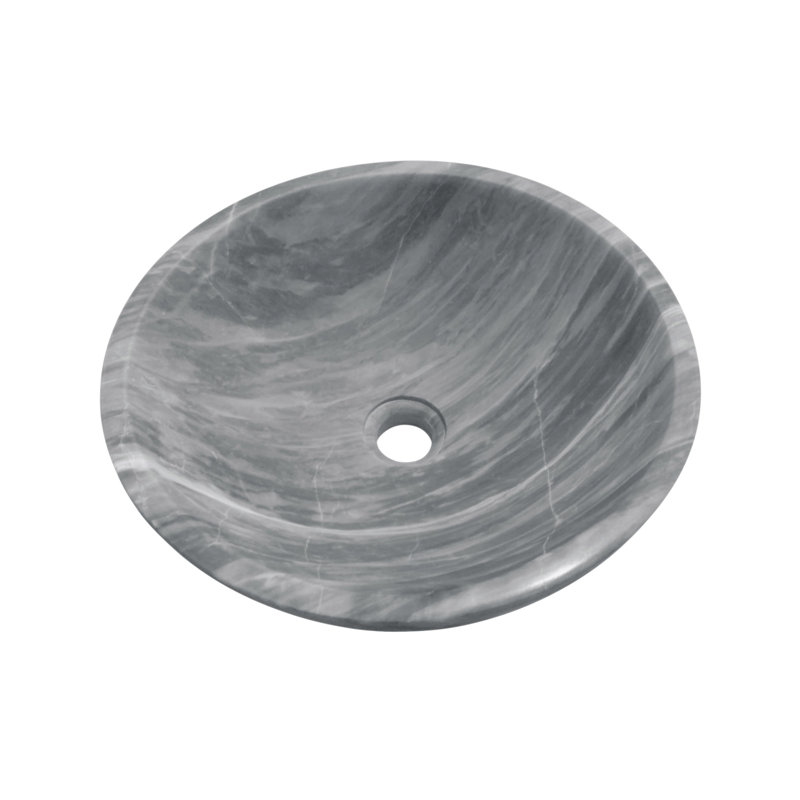 Lavabo vasque en marbre gris naturel, surface semi-polie, pierre naturelle, marbre véritable, marbre véritable