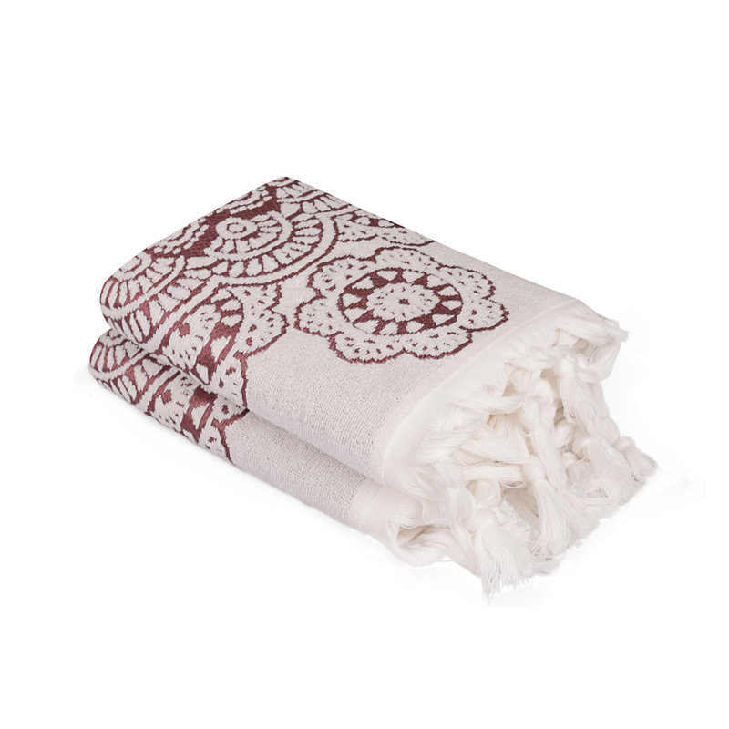 Ensemble de serviettes de qualité supérieure, écru et rouge bordeaux | 100% coton, 19,7 po x 35,4 po | Ultra-absorbant 550 g / m² | Doux et doux pour la peau | Parfait pour la salle de bain et le spa, lavable à la machine, durable et élégant