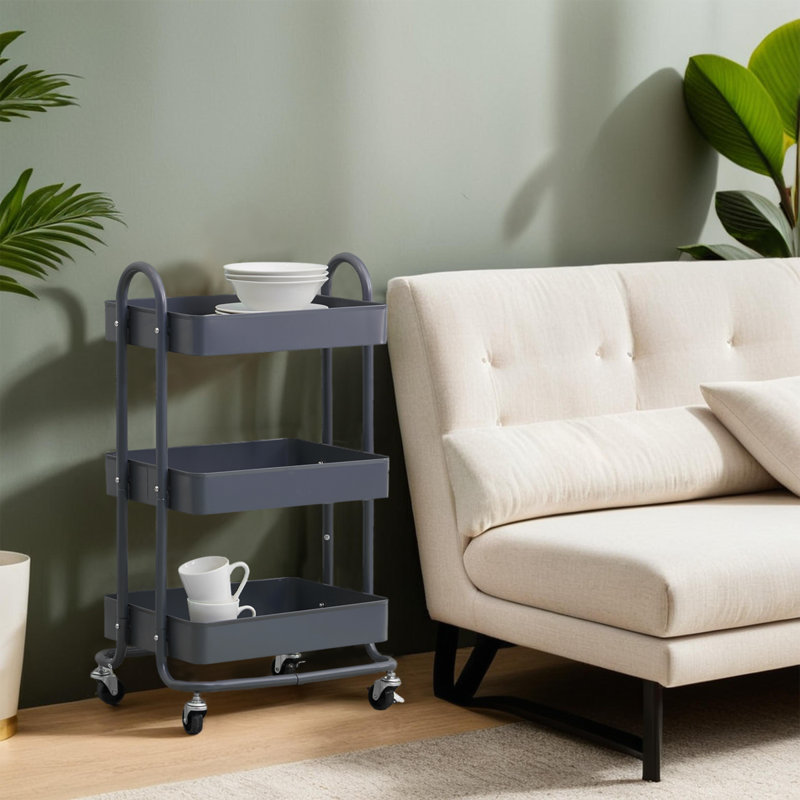 Wilburn Metal Bar Cart, Grey