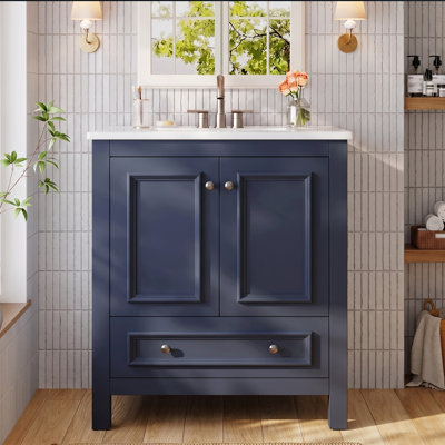 30" Freestanding Bathroom Vanity with Ceramic Sink