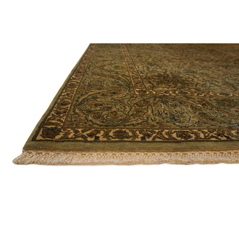 Extravagance Hand Knotted Area Rug in Green, Rectangle 8' x 10'