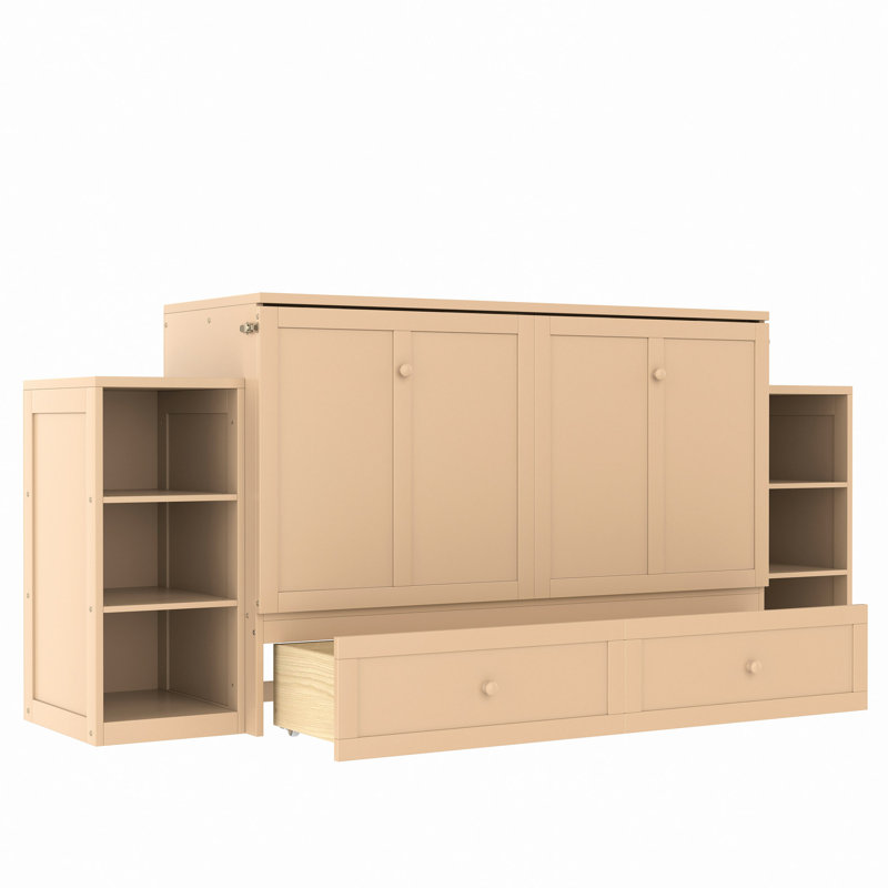 Lit escamotable avec tiroirs et tablettes de rangement spacieux. Idéal pour les chambres d'amis ou les chambres compactes