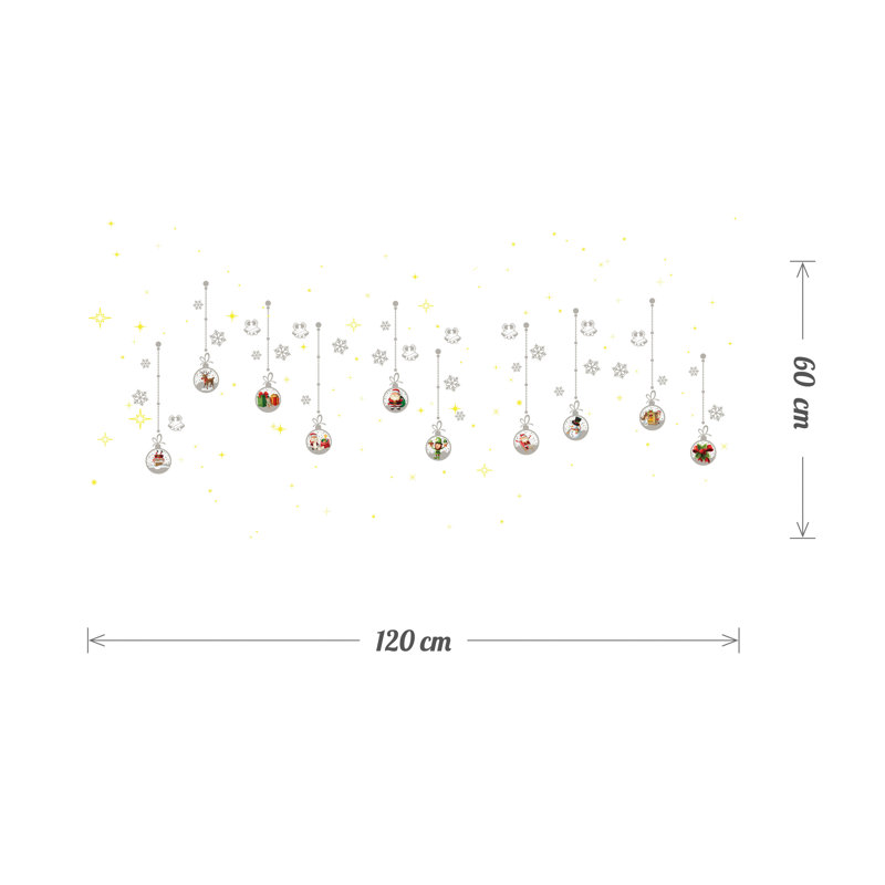 Décalcomanie murale en forme de noël ornements lune & étoiles