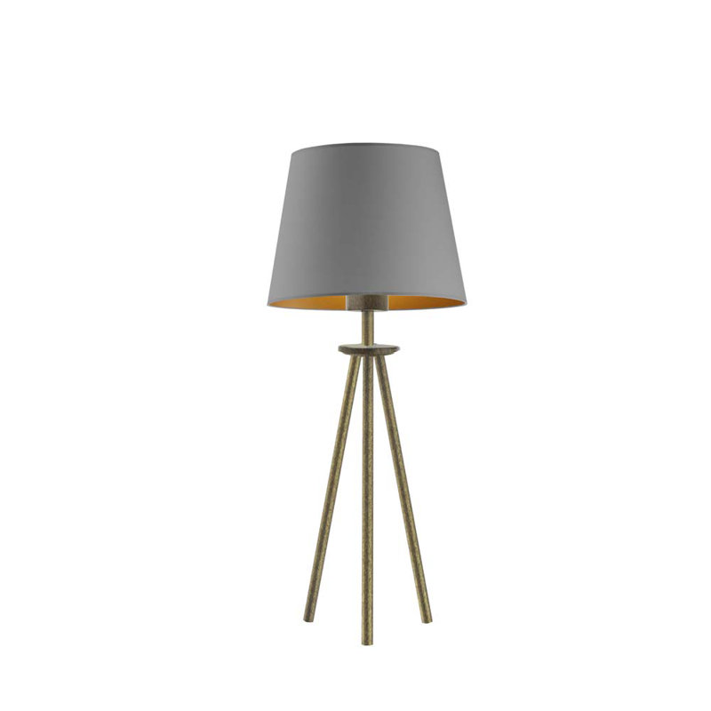 Alcala Metal Tripod Lamp, Old Gold, Grey