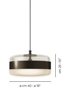 Futura Suspension G Crystal Copper Glossy Copper - Matt Black E26 Ul, 89" H x 16" W x 16" D, Matte Black, Amber/Brass