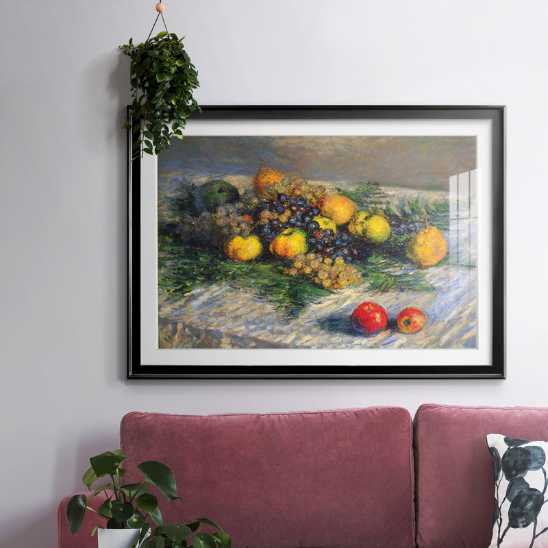Nature morte encadrée sur papier par Claude Monet, Noir, H 30 po x l 44 po x P 1,5 po