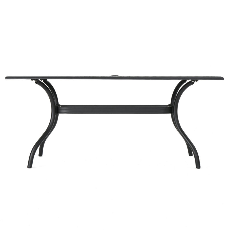 Burrowes Rectangular Metal Outdoor Dining Table With Umbrella Hole , 66.75'' in. W 37.38'' in. D