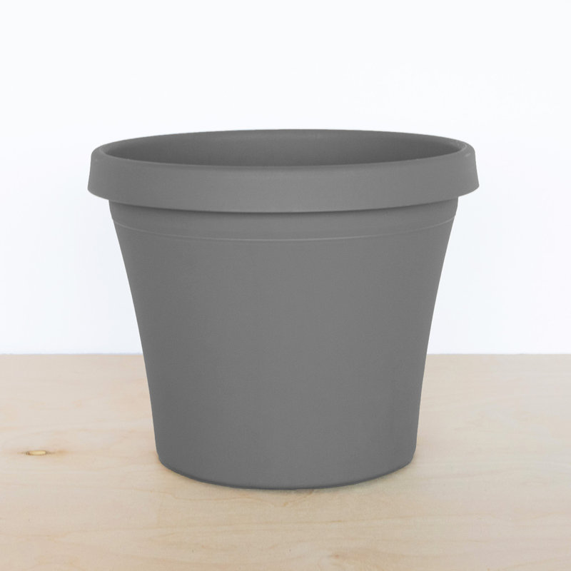 Terra Traditional Plastic Indoor/Outdoor Pot Planter, Charcoal, 20.25" H x 23.75" W x 23.75" D
