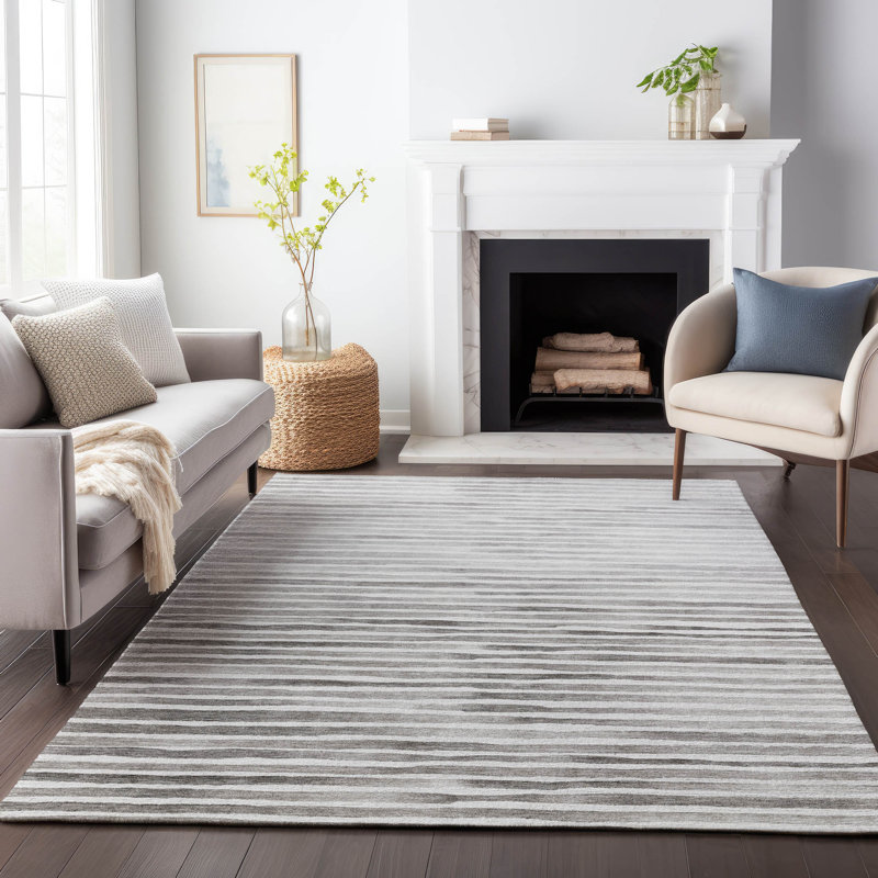 Red and Gray Synthetic Washable Rectangular Rug, 46" x 30"