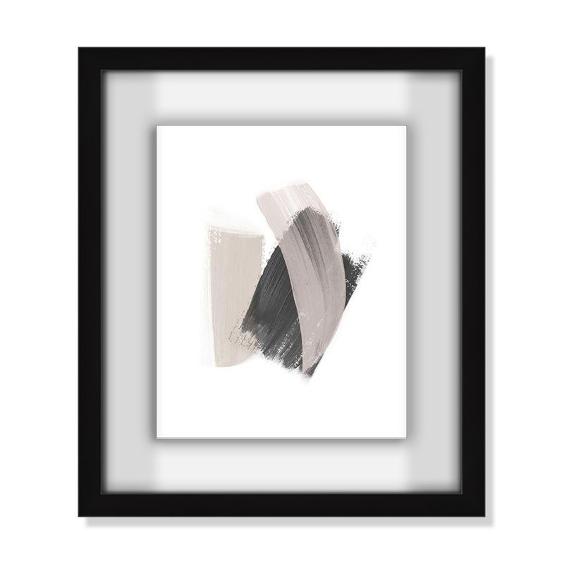 Alabaster Strokes - Peinture encadrée, Cadre noir satiné, H 1,25 po x l 15 po x P 1,25 po