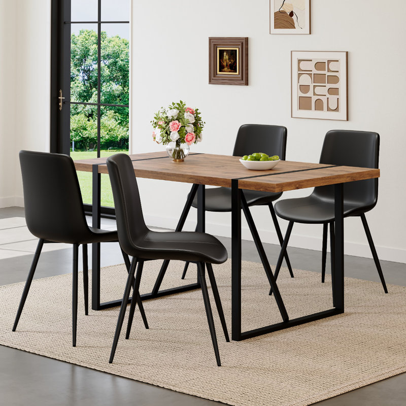 Dining Table With Chairs For 4,Dining Room Table Set With Sturdy Metal Frame Chairs For Small Spaces, Apartment, Dining Room