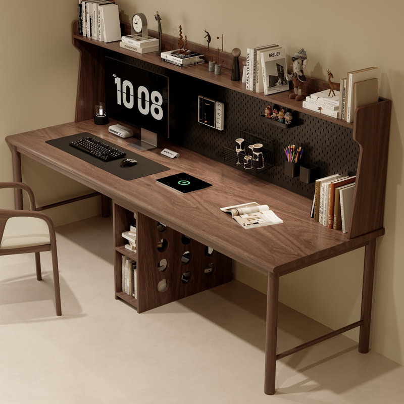 Bureau rectangulaire en bois massif brun noisette, H 29,53 po x l 70,87 po x P 23,62 po