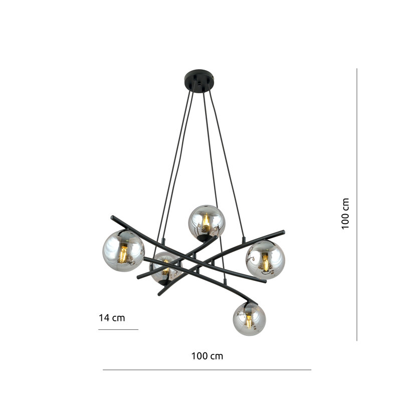 Adaleia 5 - Light Geometric Pendant, Graphite