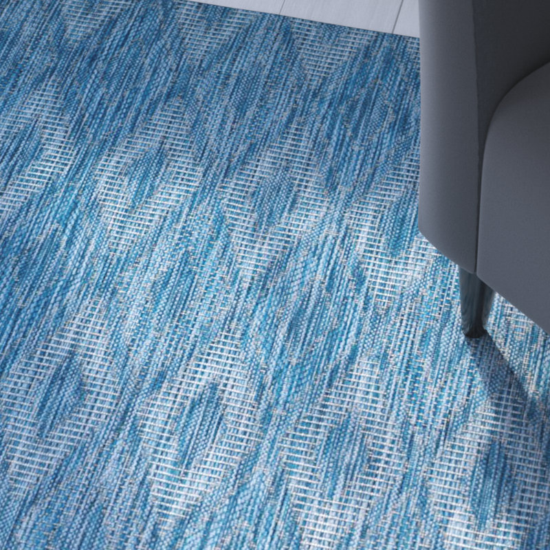 Colon Hooked Navy Indoor/Outdoor Rug, Rectangle 201 x 290 cm