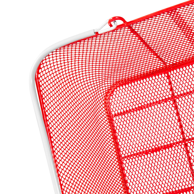 Shopping Baskets, 22L Stackable Metal Grocery Baskets with Handles, Dense Mesh Structure, Holds up to 44 lbs, Portable for Grocery, Retail, Stores, Supermarket, Bookstore, Home Use, Red