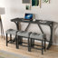 Ensemble de table de bar avec prise de courant, ensemble de table de bar et chaises de salle à manger, ensemble de table de salle à manger 4 pièces, ensemble de table de petit-déjeuner industriel-1269993574