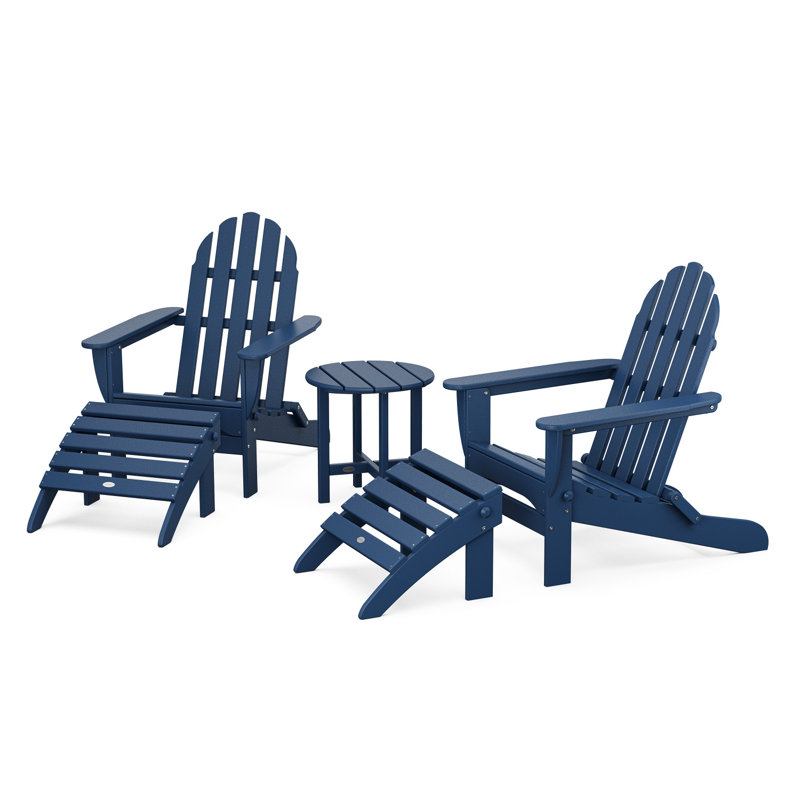 POLYWOOD Classic Adirondack 5-Piece Casual Set, Navy