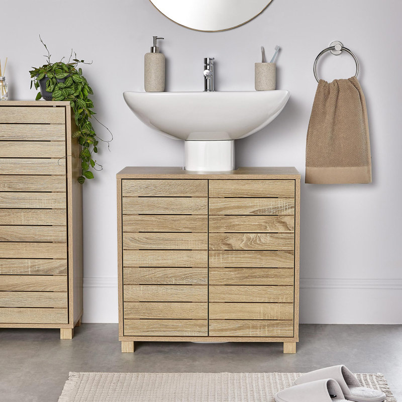 Chester 60cm Single Bathroom Vanity Base Only in Wood Effect