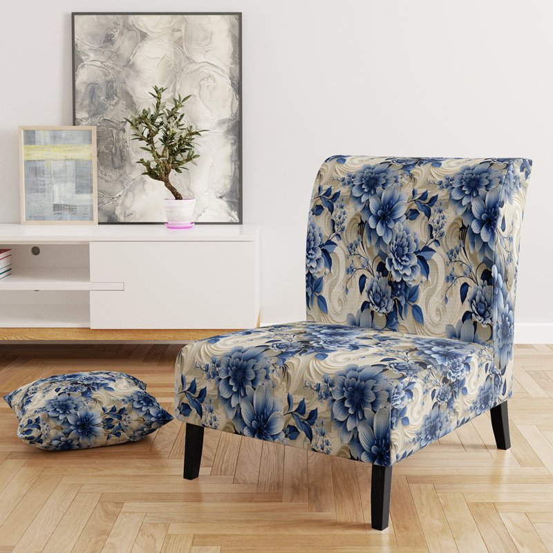 Rustic Victorian Brocade Victorian Motif - Chaise d'appoint de chalet rembourrée à motif floral
